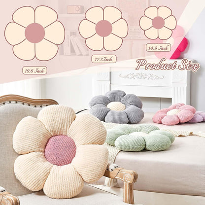Kcvvcr Flower Throw Pillow, Soft Sage Green 14.9" Shaped Floor Pillow for Home Decor, Cute Aesthetic Plush Decorative Pillows for Bed, Sofa, Couch