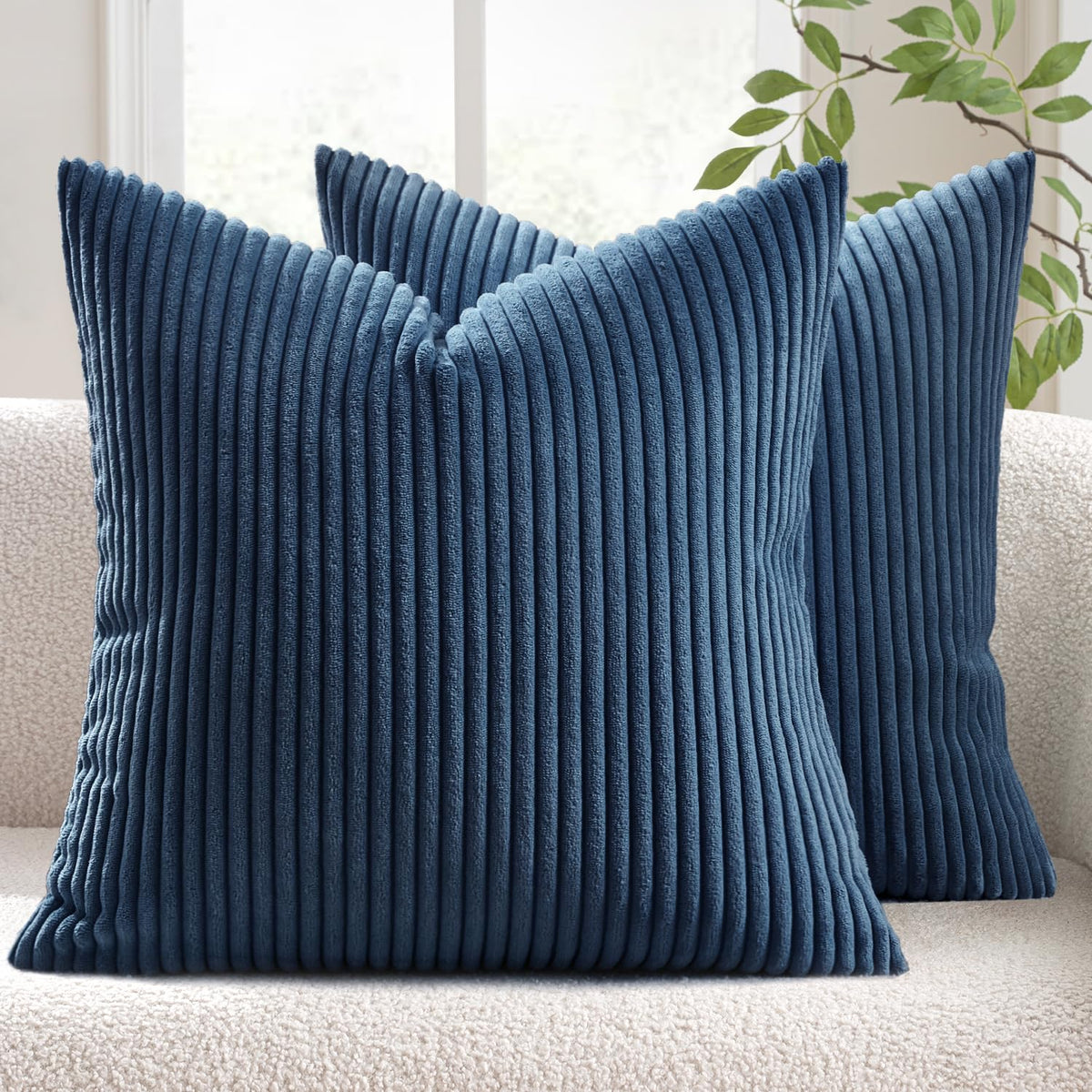 MIULEE Fall Decorative Corduroy Throw Pillow Covers Set of 2 18x18 Orange