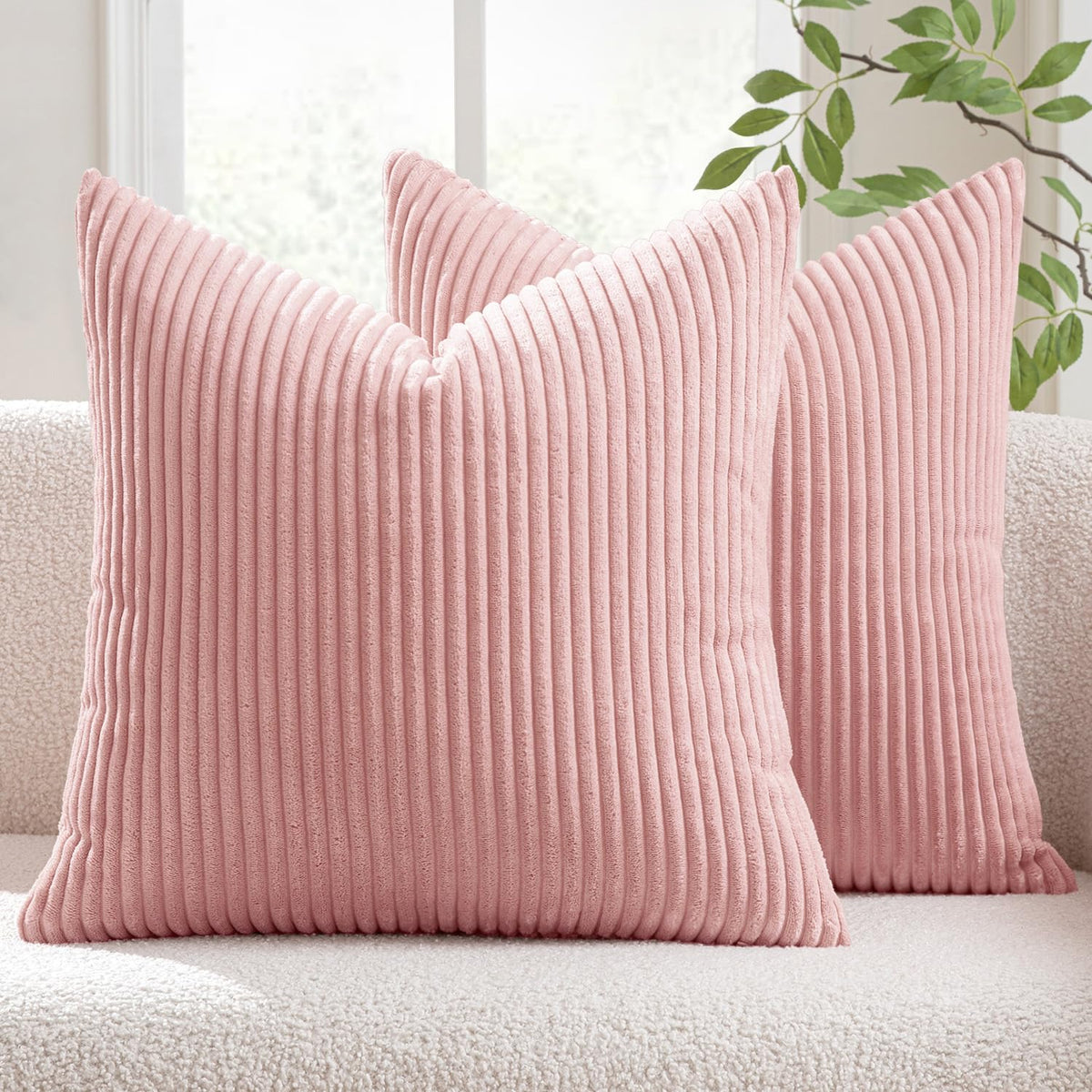 MIULEE Fall Decorative Corduroy Throw Pillow Covers Set of 2 18x18 Orange
