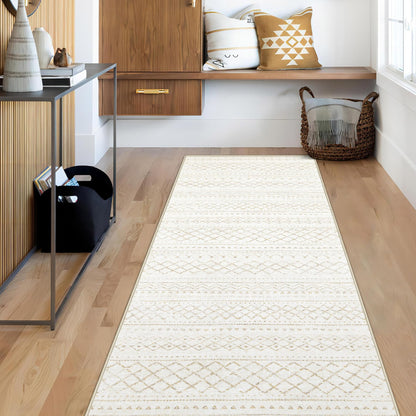 Area Rug for Living Room 6x9: Large Washable Boho Moroccan Rugs Geometric Neutral Rug, Non-Slip Foldable Morden Farmhouse Indoor Floor Carpet for Bedroom Dining Table Home(Brown Green,6'x9')