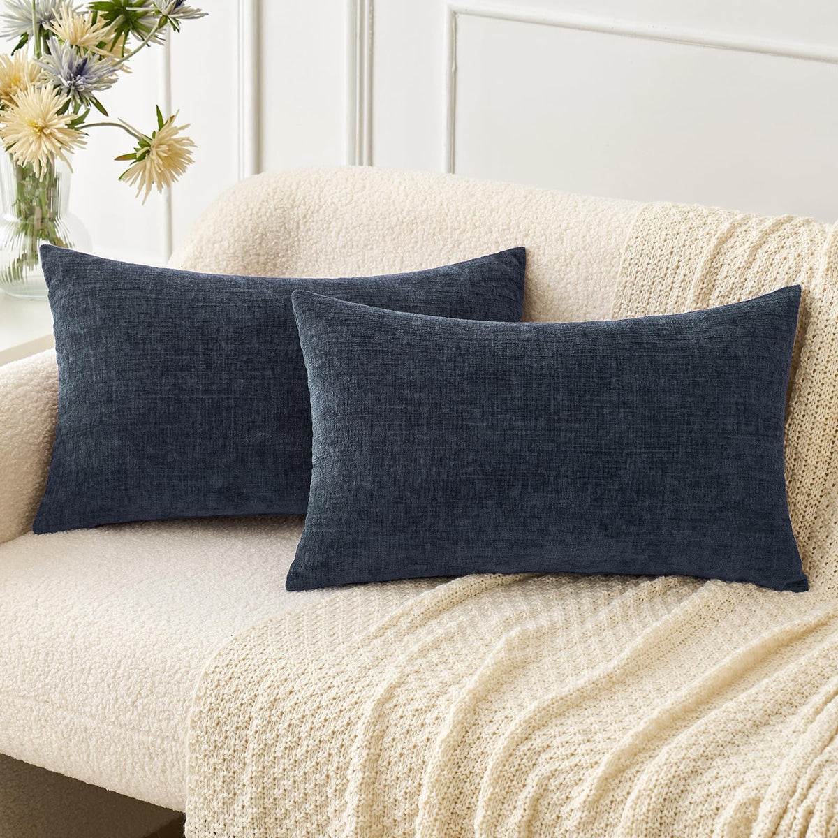 MIULEE Soft Chenille Fall Throw Pillow Covers Burnt Orange 18x18 Pack of 2