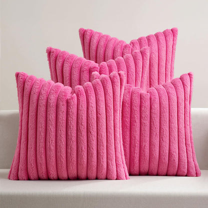 MIULEE Faux Fur Plush Decorative Throw Pillow Covers 18x18, Navy Blue