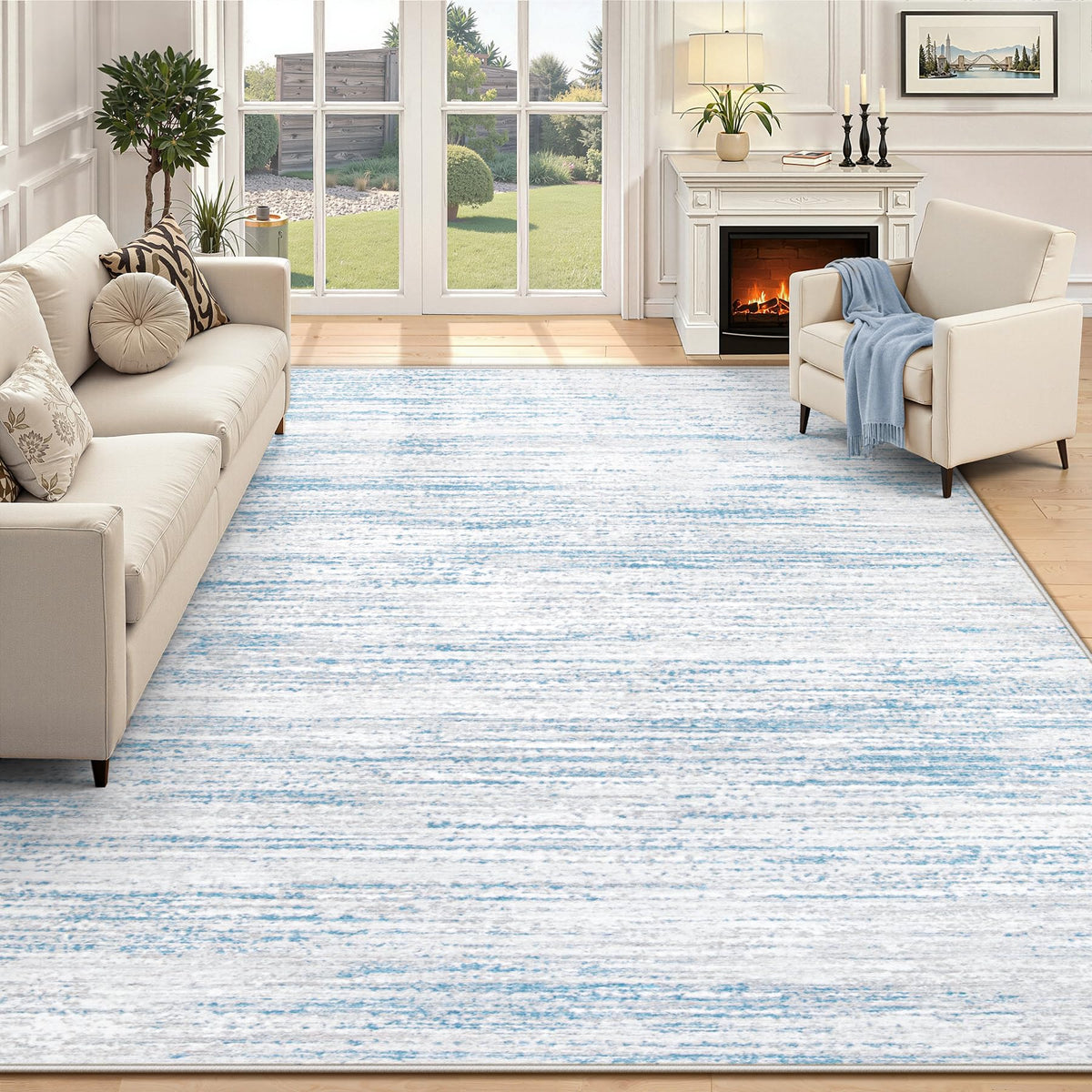 Area Rug 8x10 Living Room Rugs: Washable Modern Rug Large Non-Slip Soft Rugs Stain Resistant Printed Rug Indoor Carpet for Bedroom Kitchen Dining Room Nursery Playroom Home(Beige, 8'x10')