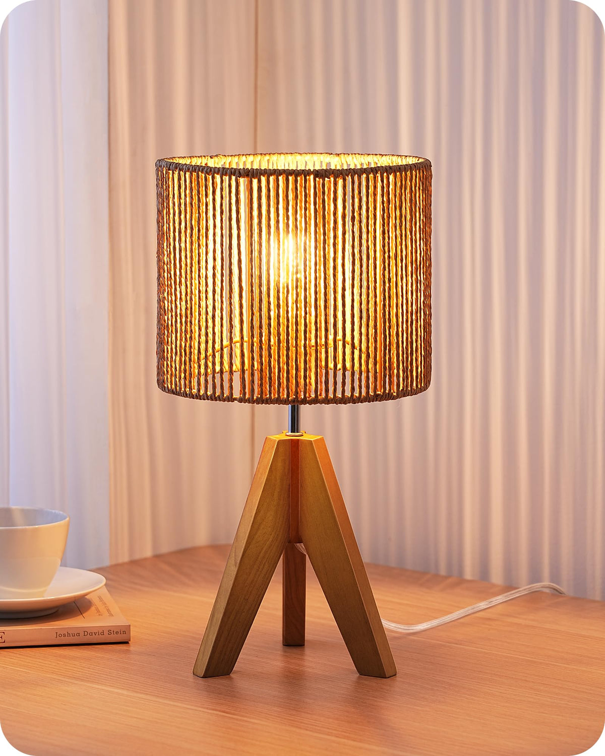 EDISHINE Tripod Table Lamp, Small Cute Bedside Lamp, 14.2 Inch, E26 Base
