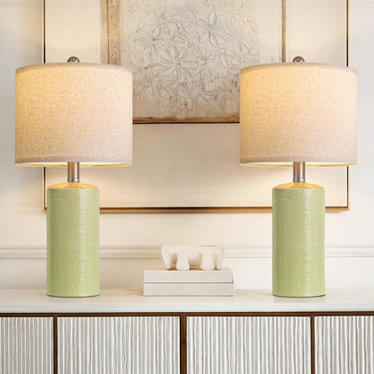 20.25" Small Single Table Lamp for Bedroom Modern Ceramic Nightstand Lamp