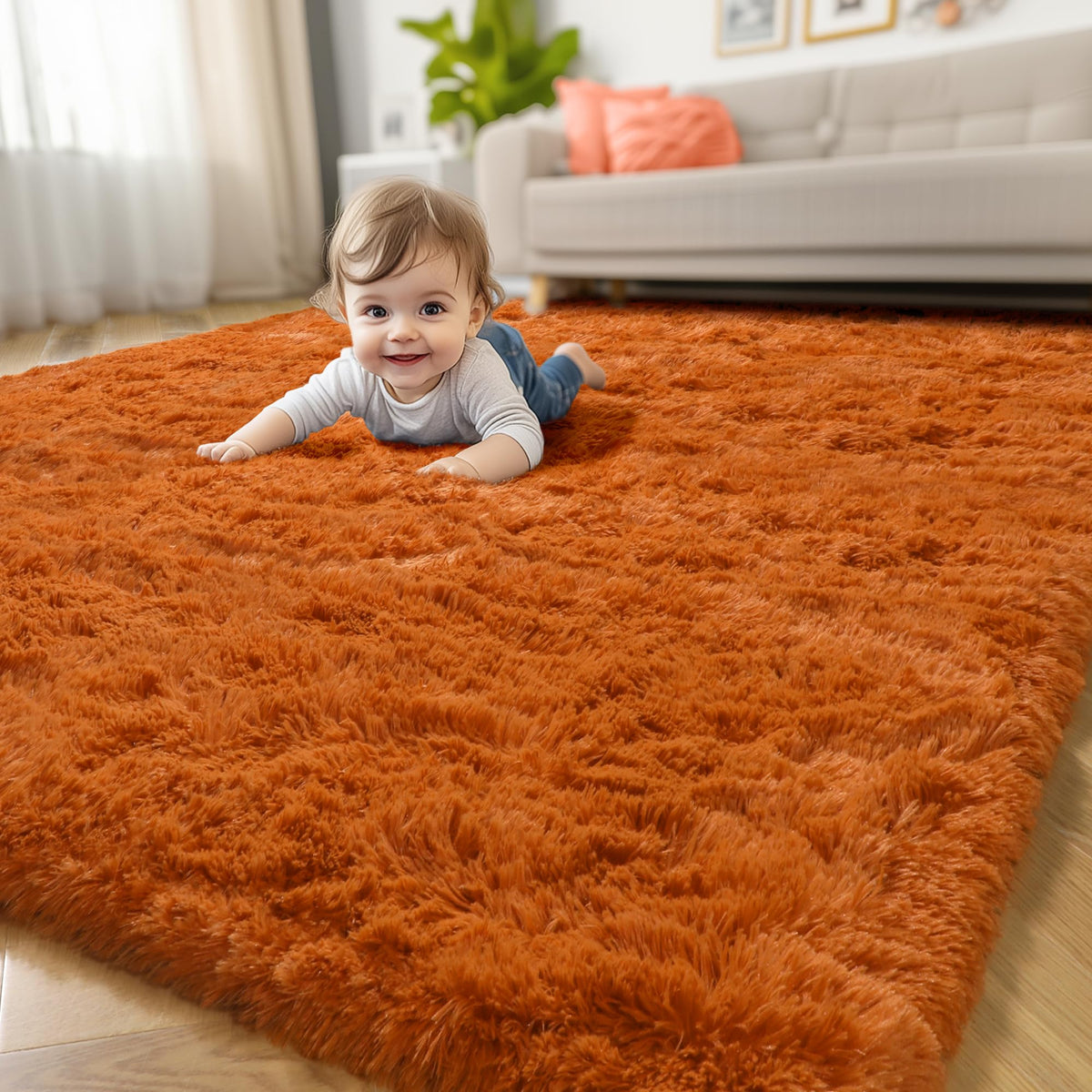 Amdrebio Grass Green Fluffy Area Rug 4x6 for Bedroom Classroom Living Room