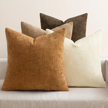 MIULEE Soft Decorative Chenille Pillow Covers Blue Series 18x18 Pack of 4