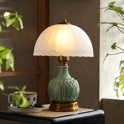 Glivpny 16" Vintage Ceramic Table Lamp for Bedroom,Mushroom Lamps (LD001)