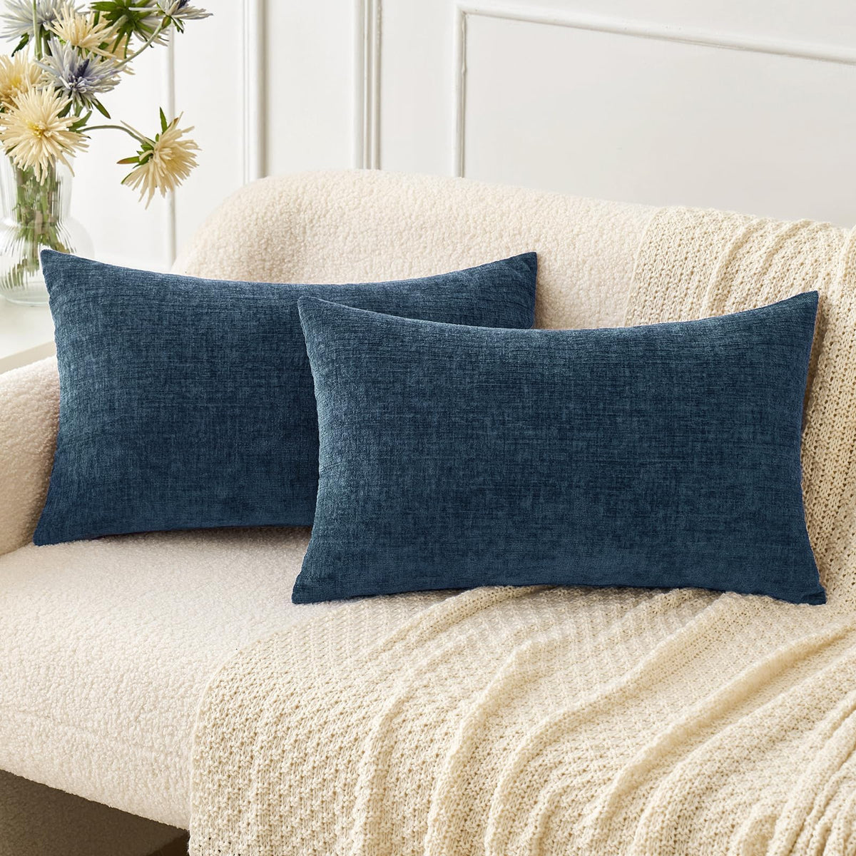 MIULEE Soft Chenille Fall Throw Pillow Covers Burnt Orange 18x18 Pack of 2