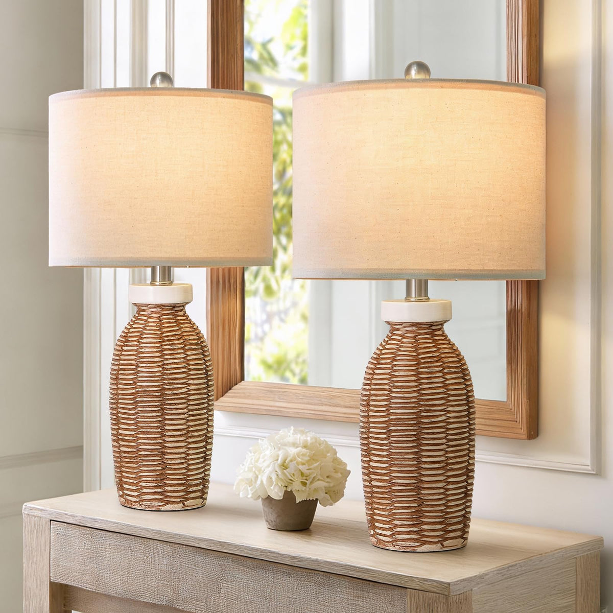 G-SAFAVA Table Lamps Set of 2 for Living Room Bedroom, 22.75" Bedside Lamps