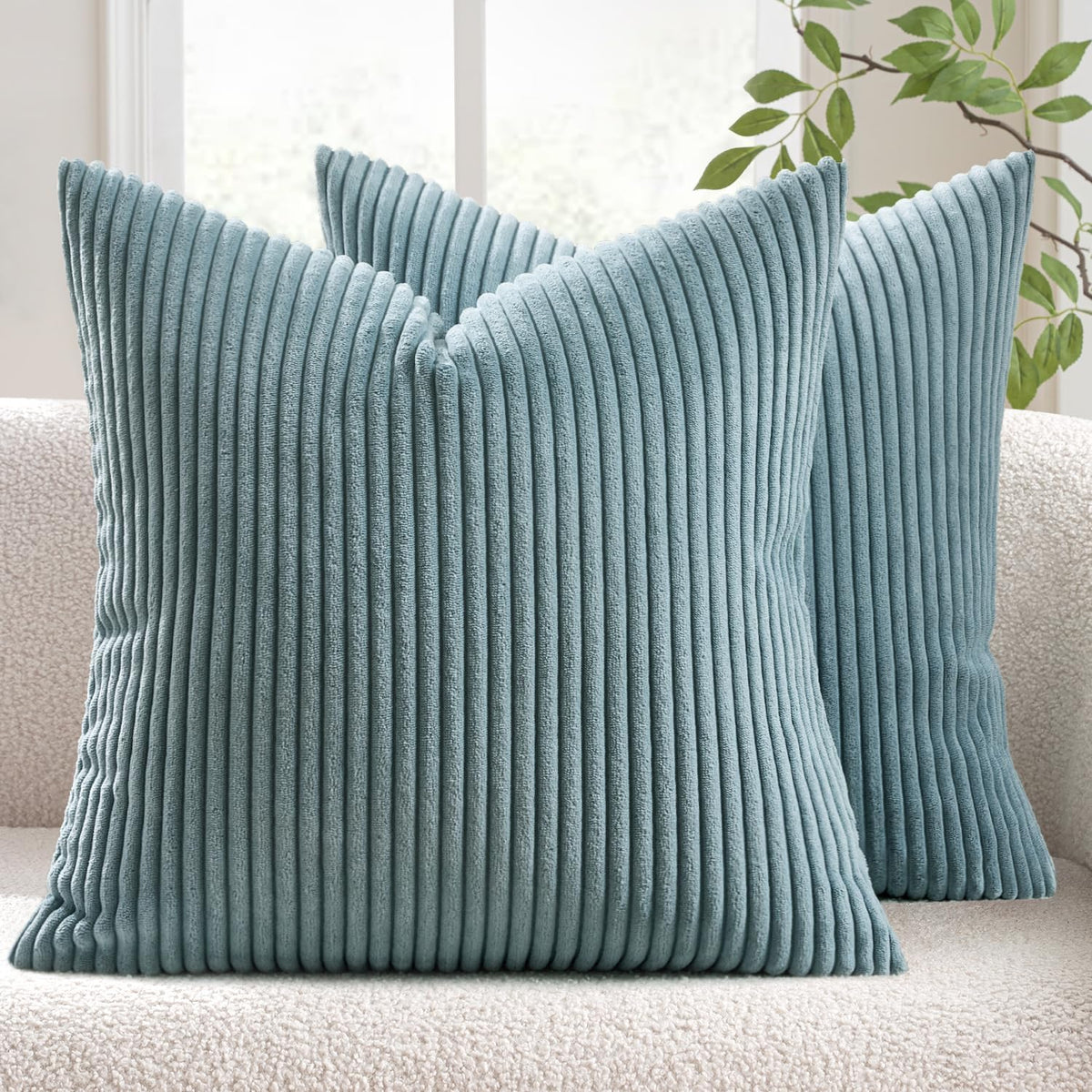 MIULEE Fall Decorative Corduroy Throw Pillow Covers Set of 2 18x18 Orange