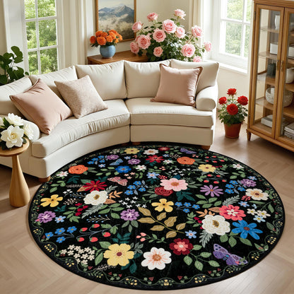PLHXFR Area Rug Living Room: 5x7 Floral Washable Boho Carpet Dark Green
