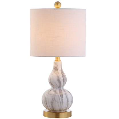 JONATHAN Y Anya Gourd Glass Table Lamp 20.5", Sunset Orange