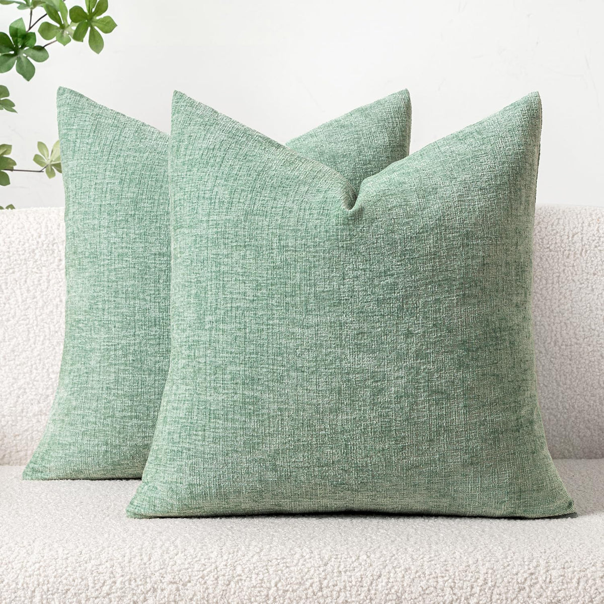 MIULEE Soft Chenille Fall Throw Pillow Covers Burnt Orange 18x18 Pack of 2