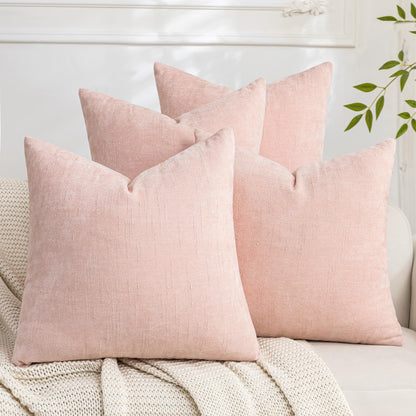 Set of 4 Soft Textured Throw Pillow Covers 18x18 Inch Cozy Decorative Farmhouse Cushion Cover Square Accent Pillow Cases for Bed Couch Sofa Living Room, Beige Taupe Brown