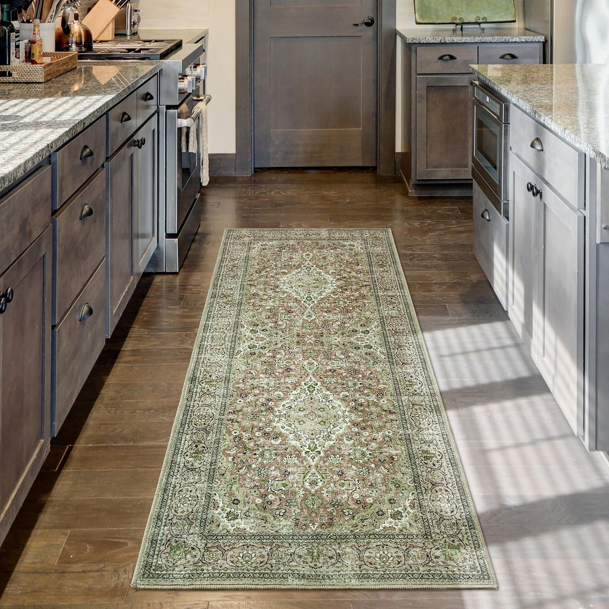 Goideal Washable Rug 4x6, Beige Area Rugs Non Slip, Indoor Low Pile Carpet with Rubber Backing for Living Room Kitchen Bathroom Entryway Office Bedroom