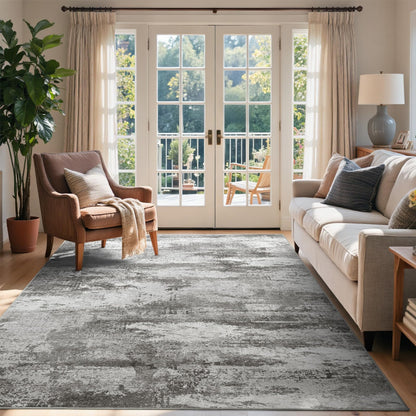 6x9 Ft Abstract Washable Area Rugs for Living Room Blue