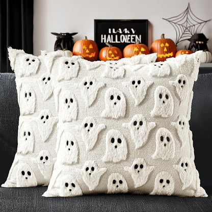 MIULEE White Halloween Pillow Covers Cute Ghost Decor Set of 2 18x18