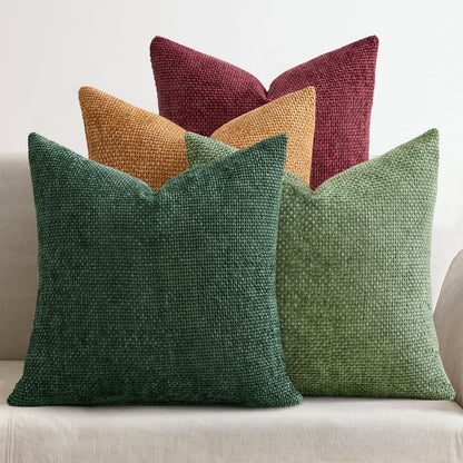 MIULEE Soft Decorative Chenille Pillow Covers Blue Series 18x18 Pack of 4