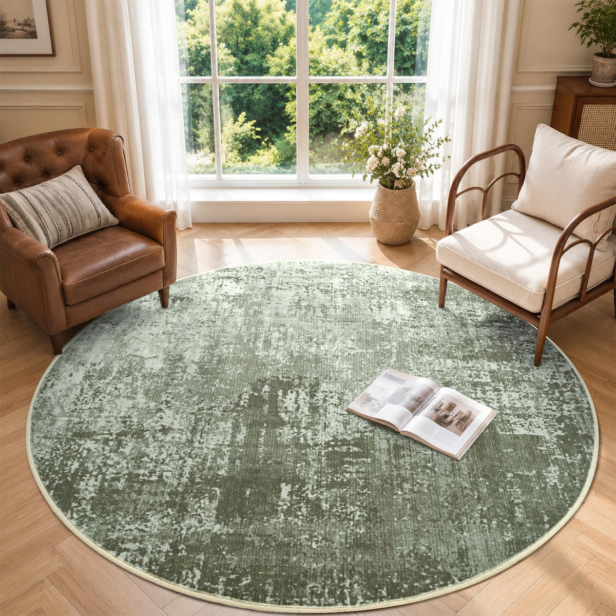 6x9 Ft Abstract Washable Area Rugs for Living Room Blue