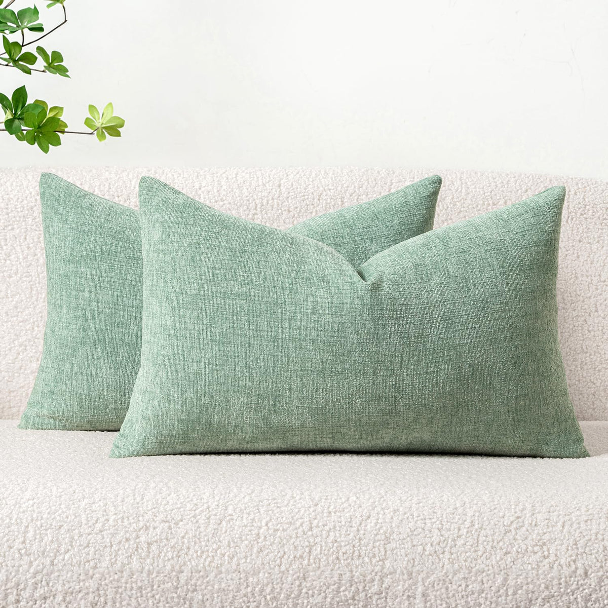 MIULEE Soft Chenille Fall Throw Pillow Covers Burnt Orange 18x18 Pack of 2