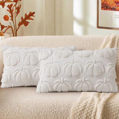 decorUhome Light Rust Pumpkin Faux Fur Throw Pillow Covers 18x18 Set of 2