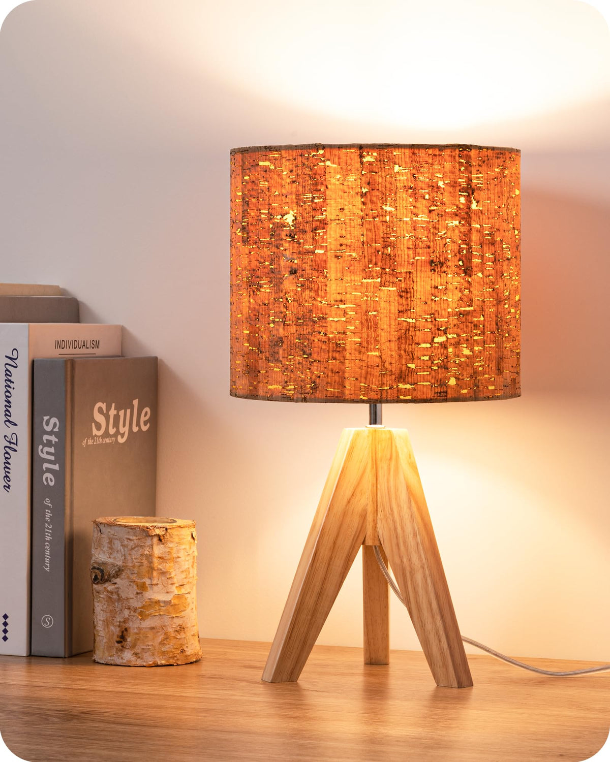 EDISHINE Tripod Table Lamp, Small Cute Bedside Lamp, 14.2 Inch, E26 Base