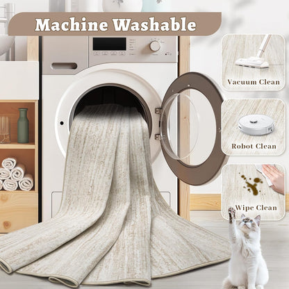 Area Rug 8x10 Living Room Rugs: Washable Modern Rug Large Non-Slip Soft Rugs Stain Resistant Printed Rug Indoor Carpet for Bedroom Kitchen Dining Room Nursery Playroom Home(Beige, 8'x10')