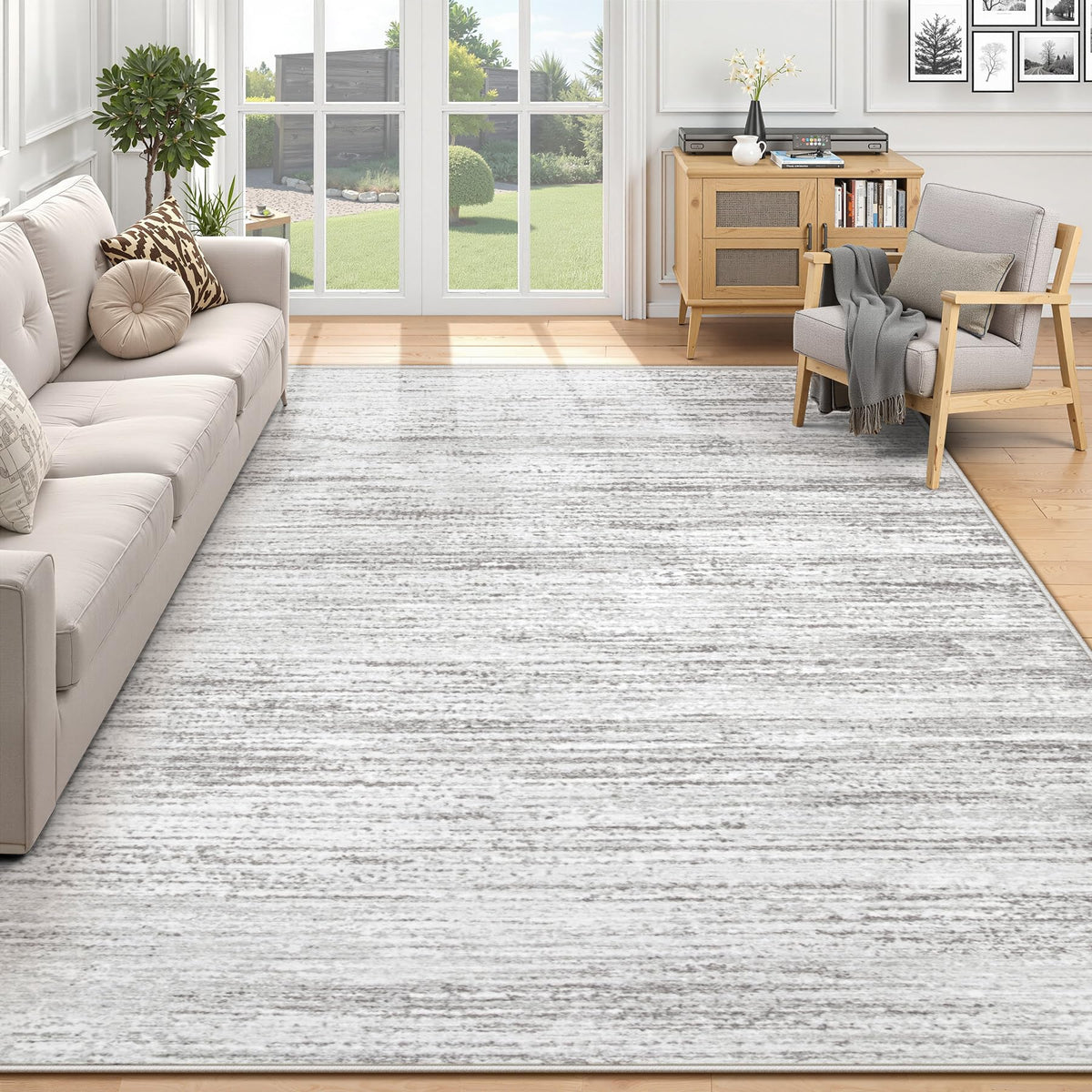 Area Rug 6x9 Living Room Rugs: Washable Modern Rug Non-Slip Soft Rugs Stain Resistant Printed Rug Indoor Carpet for Bedroom Kitchen Dining Room Nursery Home(Beige, 6'x9')