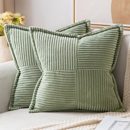 MIULEE Decorative Throw Pillow Covers for Couch 18x18 Inch Beige 2 Pack