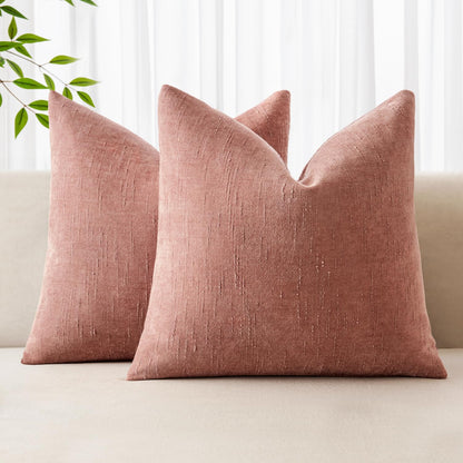 MIULEE Textured Chenille Throw Pillow Covers 20x20 Inch Taupe Grey