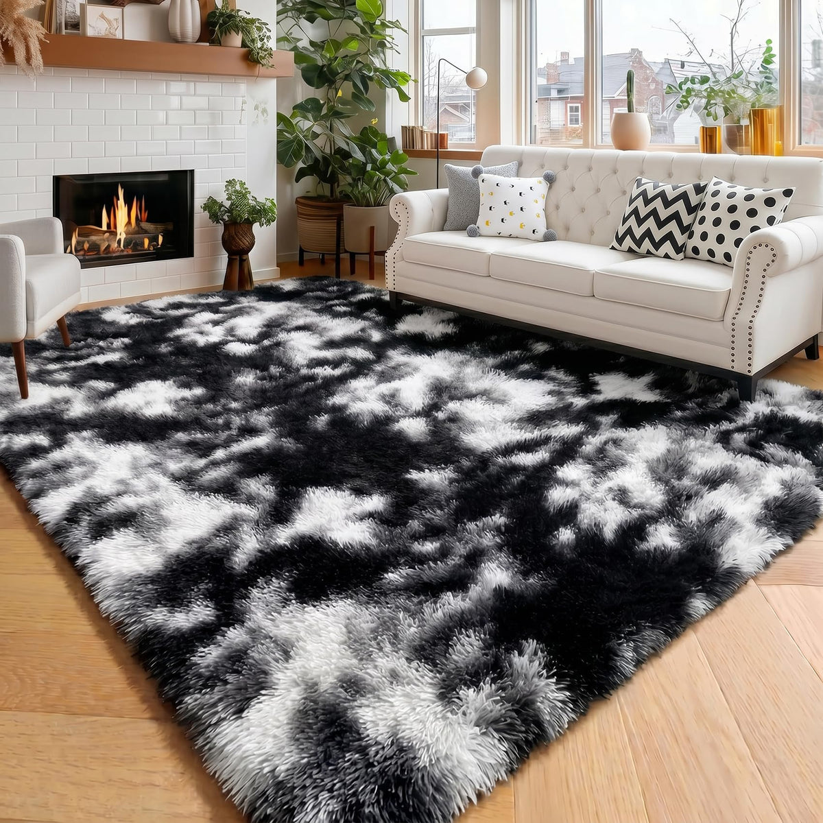 Amdrebio Grass Green Fluffy Area Rug 4x6 for Bedroom Classroom Living Room