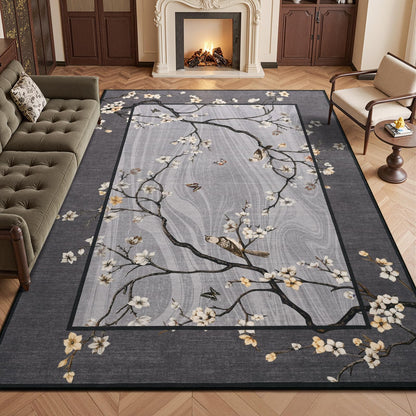 4x6 Purple Oriental Floral Bird Butterfly Throw Area Rug