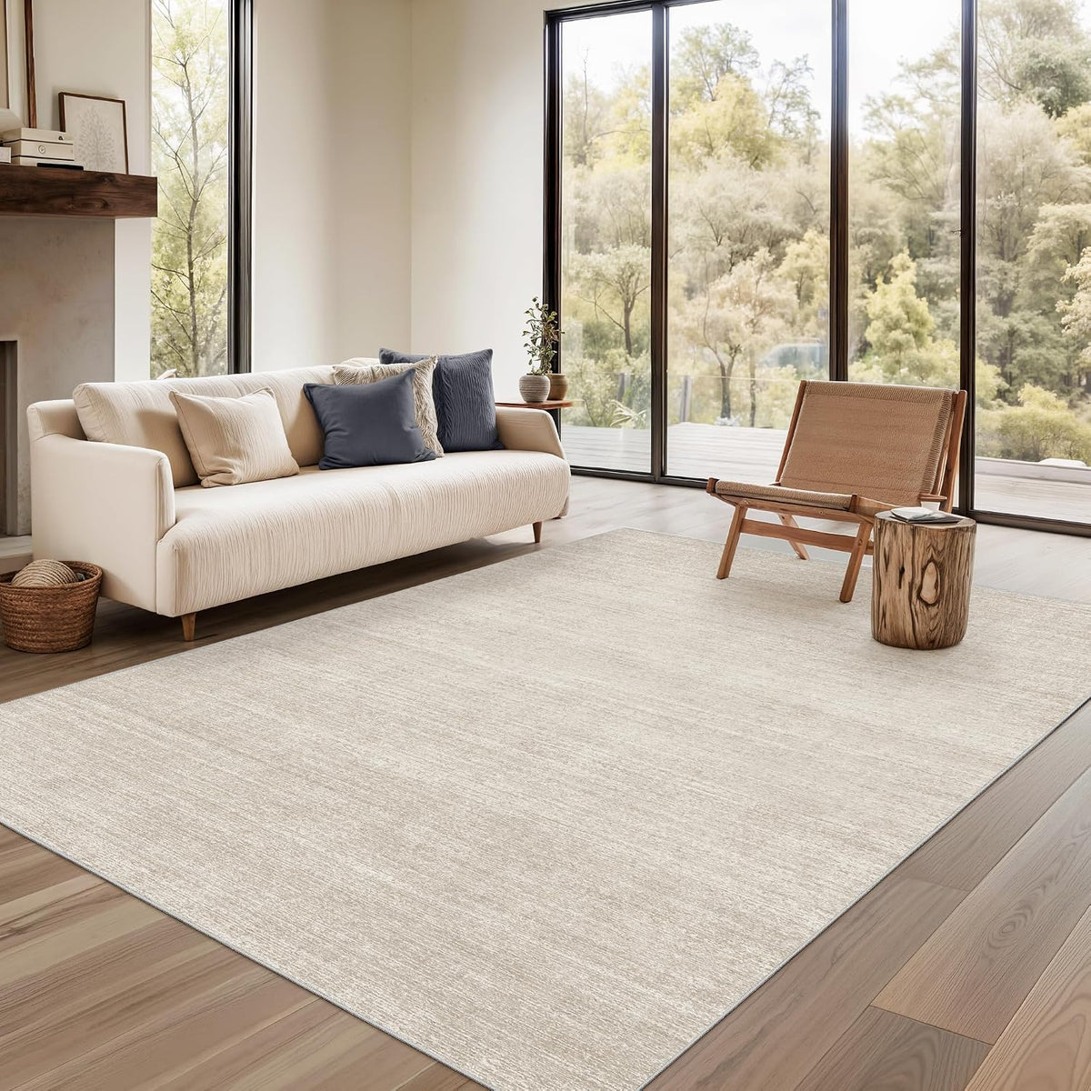Valenrug Washable Rugs 5x7, Non Slip Large Area Rugs for Living Room, Beige
