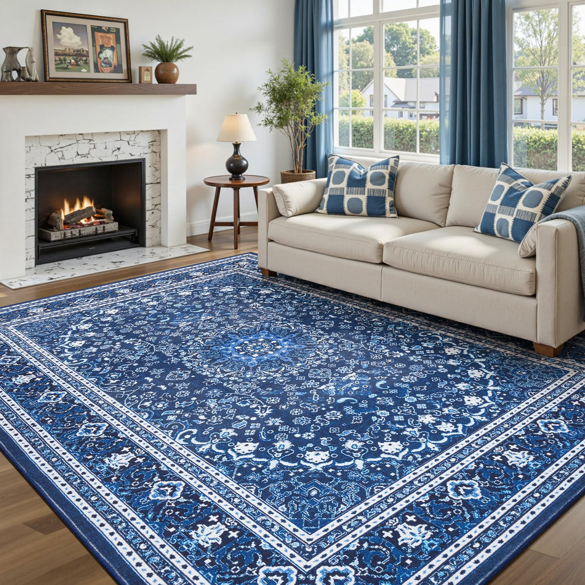 8x10 Area Rugs for Living Room Green Washable Non-Slip Large Carpet