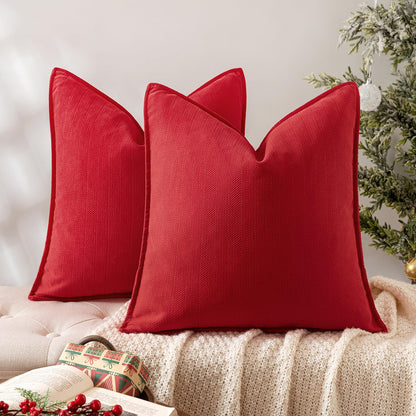 MIULEE Pack of 2 Sage Green Decorative Chenille Pillow Covers 20x20 Inch