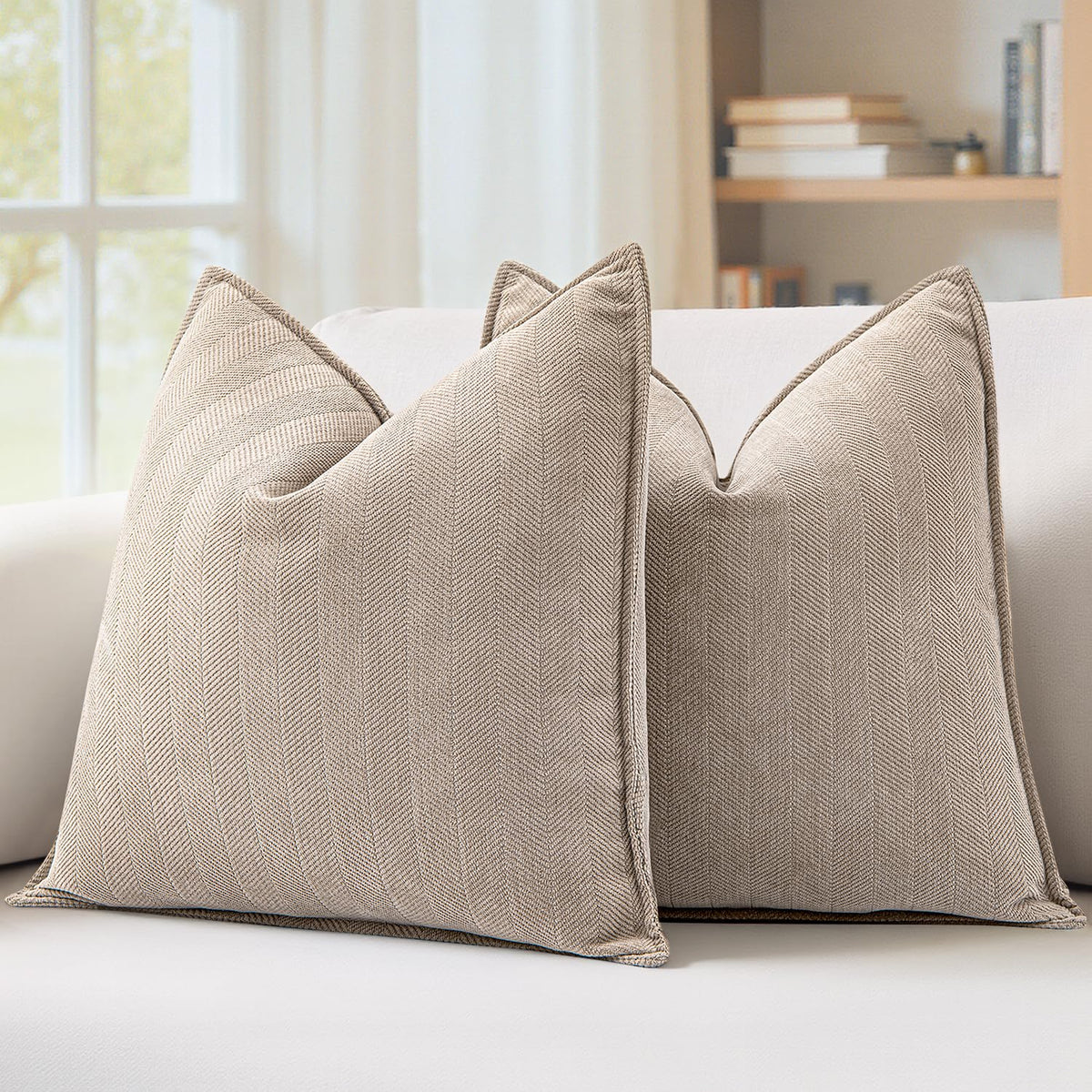 MIULEE Pack of 2 Sage Green Decorative Chenille Pillow Covers 20x20 Inch