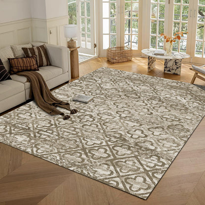 RUGSURE Washable Area Rugs - Perfect for Living Room, Bedroom, Kids Room, Nursery - Stain & Water Resistant Non-Slip, Pet & Child Friendly, Vintage Tribal Area Rugs (Green, 5' x 7')