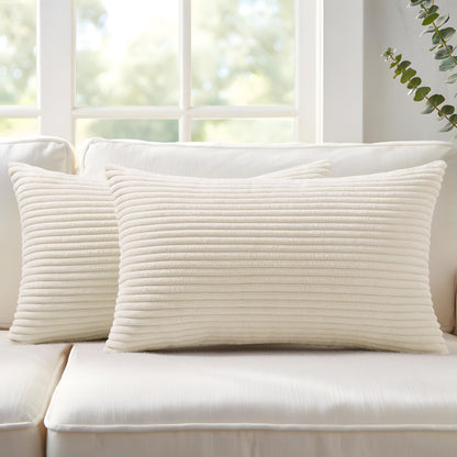 Mecatny Corduroy Fall Throw Pillow Covers 18x18 Set of 2 Olive Green