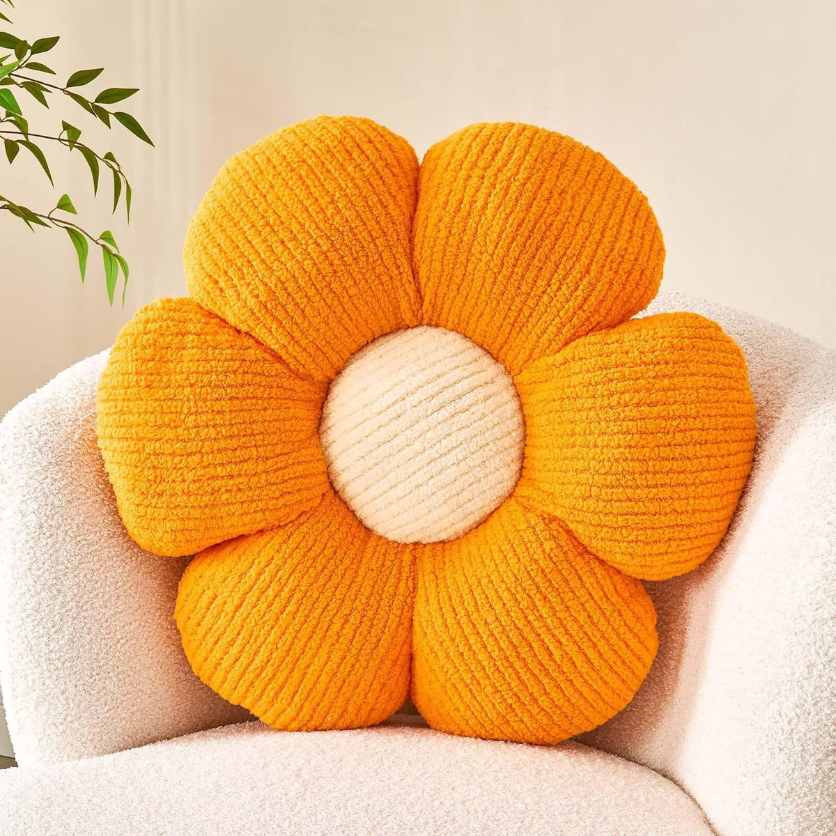 Kcvvcr Flower Throw Pillow, Soft Sage Green 14.9" Shaped Floor Pillow for Home Decor, Cute Aesthetic Plush Decorative Pillows for Bed, Sofa, Couch