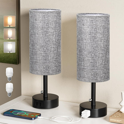 Fenmzee Bedside Table Lamps Set of 2 - Small Nightstand Lamp for Bedroom