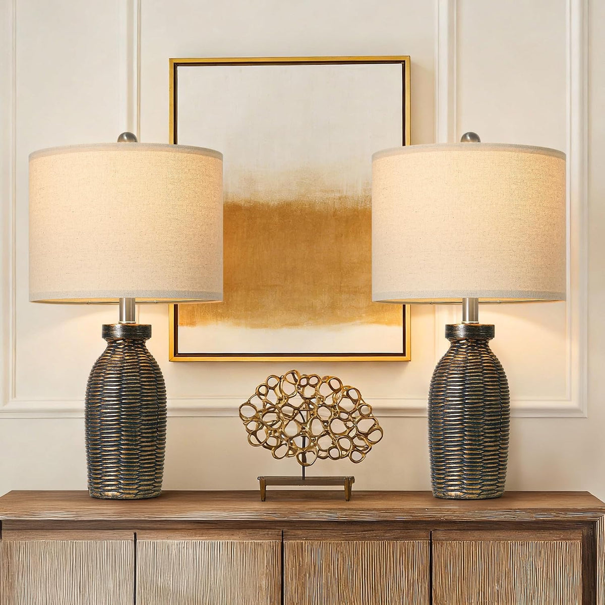 G-SAFAVA Table Lamps Set of 2 for Living Room Bedroom, 22.75" Bedside Lamps