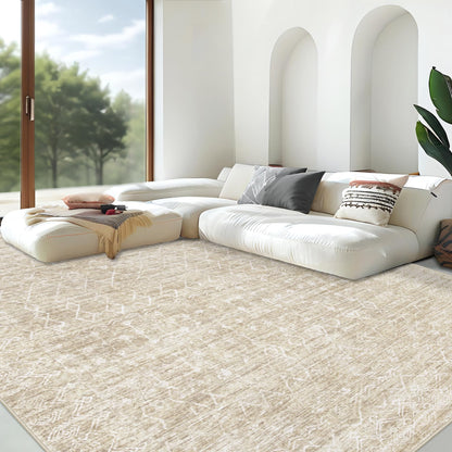 Area Rug for Living Room 6x9: Large Washable Boho Moroccan Rugs Geometric Neutral Rug, Non-Slip Foldable Morden Farmhouse Indoor Floor Carpet for Bedroom Dining Table Home(Brown Green,6'x9')