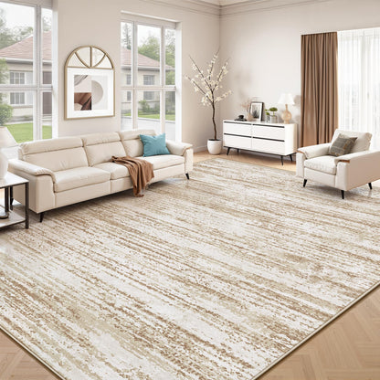 Area Rug 6x9 Living Room Rugs: Washable Modern Rug Non-Slip Soft Rugs Stain Resistant Printed Rug Indoor Carpet for Bedroom Kitchen Dining Room Nursery Home(Beige, 6'x9')