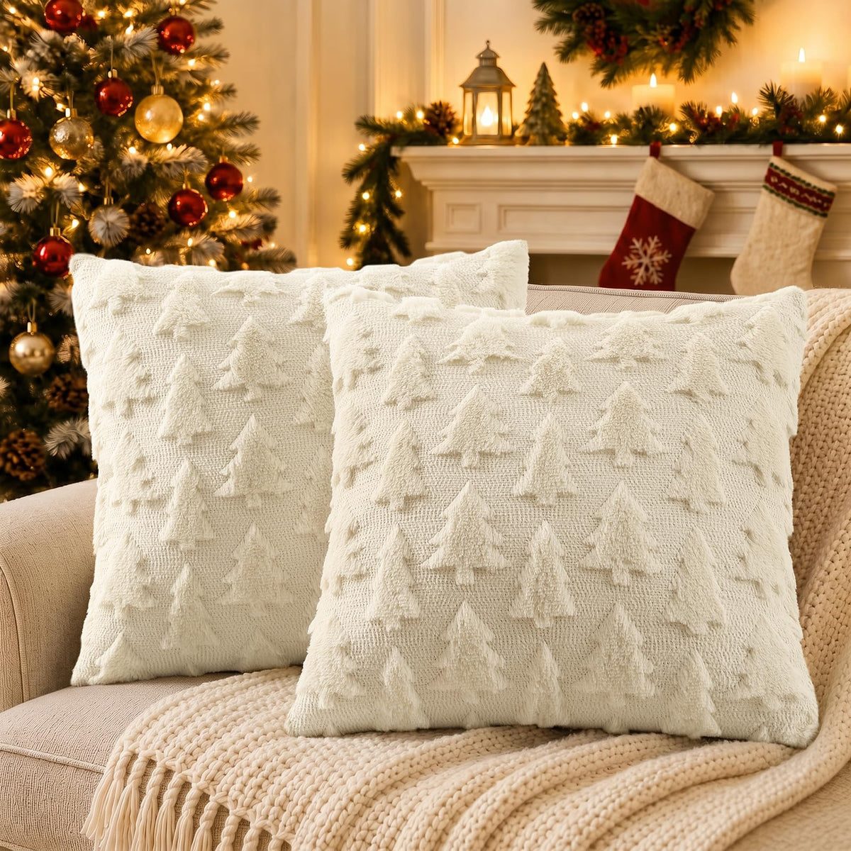 decorUhome Light Rust Pumpkin Faux Fur Throw Pillow Covers 18x18 Set of 2