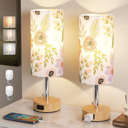 Fenmzee Bedside Table Lamps Set of 2 - Small Nightstand Lamp for Bedroom