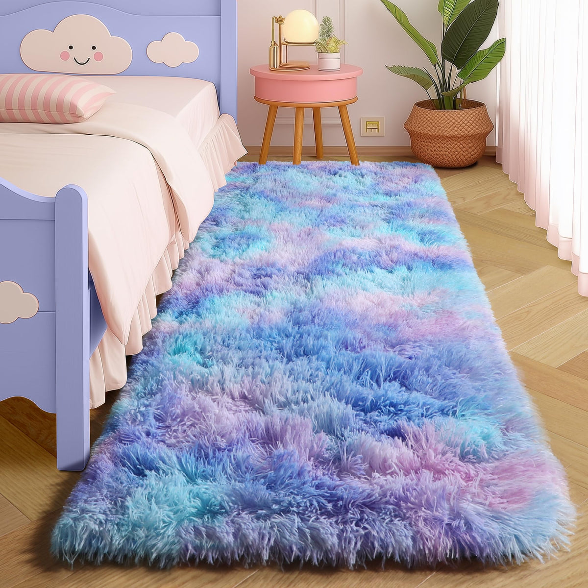 Amdrebio Grass Green Fluffy Area Rug 4x6 for Bedroom Classroom Living Room
