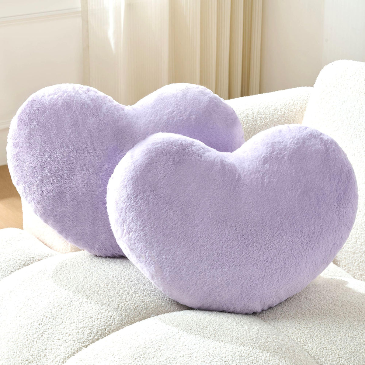 2PCS Heart Throw Pillows Room Decor Home Decor Bedroom Decor,White 9"*13"