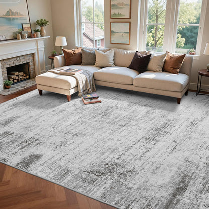 6x9 Ft Abstract Washable Area Rugs for Living Room Blue