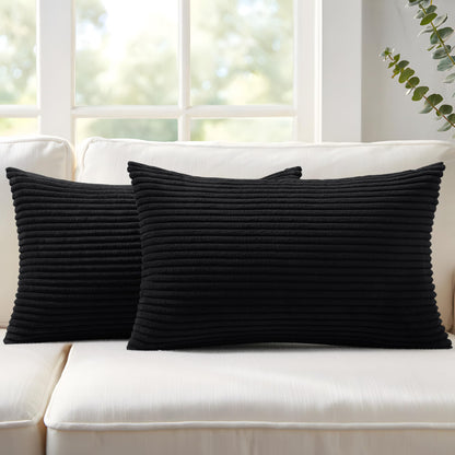 Mecatny Corduroy Fall Throw Pillow Covers 18x18 Set of 2 Olive Green